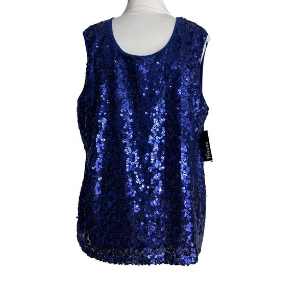 George Sparkly Blue Sequin Tank Top Size XXL Dressy Holiday Shell Party New - Picture 8 of 8